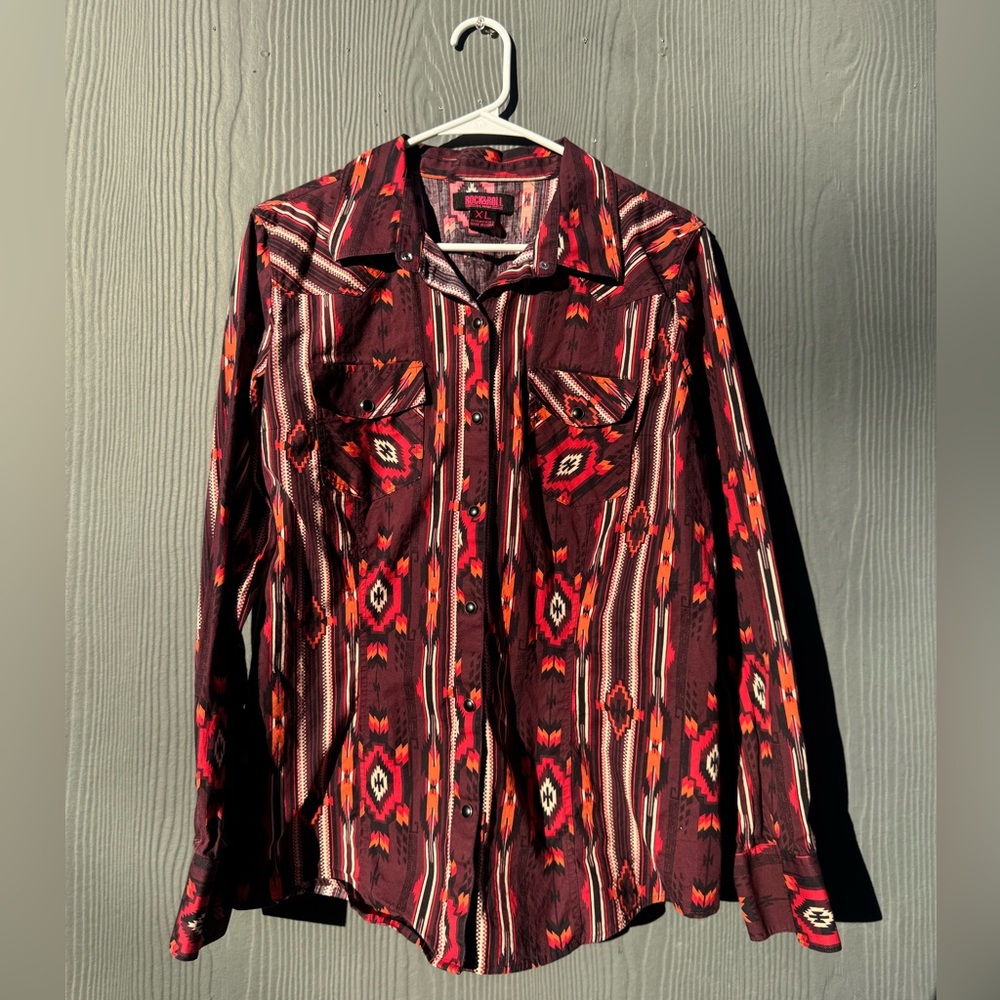 Rock & Roll Southwestern Pearl Button Down Size XL